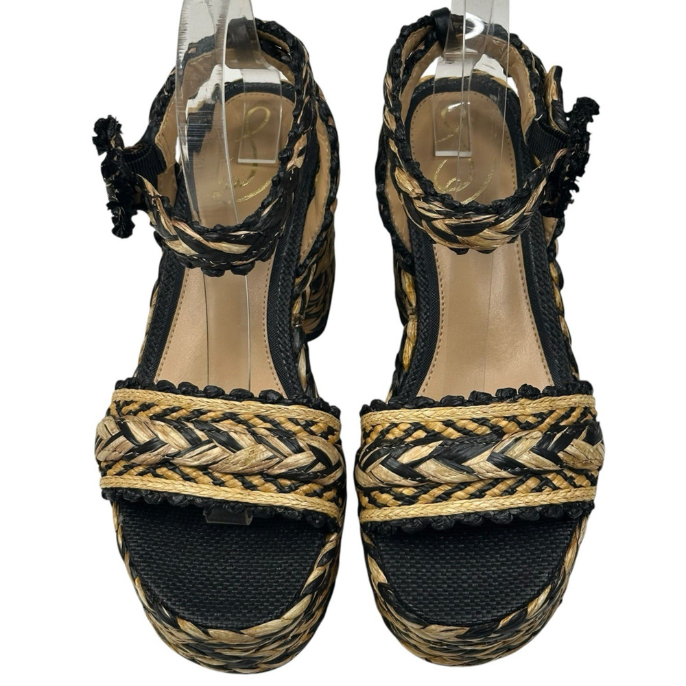 Sam Edelman Iliana Platform Sandal Womens 7.5M Woven Raffia Ankle Strap New $170 - Picture 2 of 10